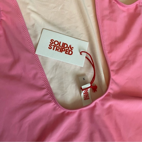 SOLID & STRIPED PINK SWIMWEAR *NWT* SizeM Braided Straps & Backless Detailing - Picture 3 of 14